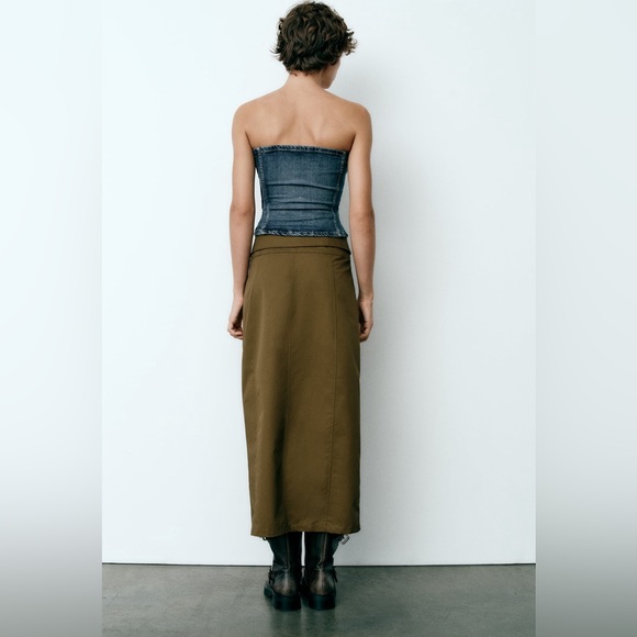 NWT ZARA FOLDOVER WAIST MIDI SKIRT - Picture 5 of 8